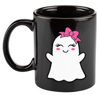 Ghost With Bow Boo Girl Halloween 11oz C Handle Ceramic Mug