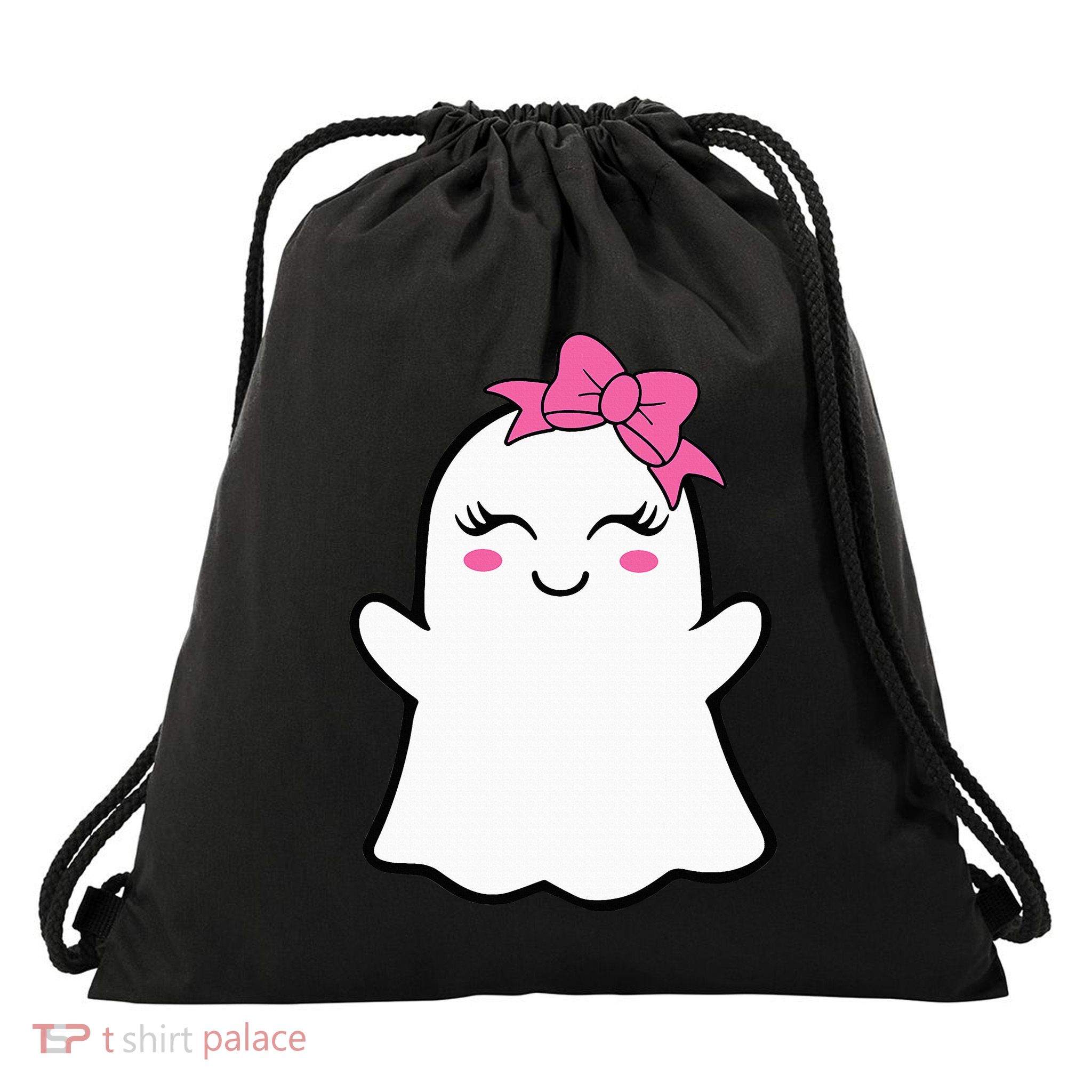 Ghost With Bow Boo Girl Halloween Drawstring Bag