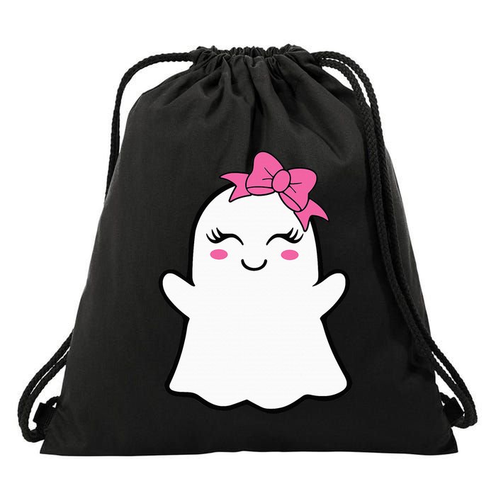Ghost With Bow Boo Girl Halloween Drawstring Bag