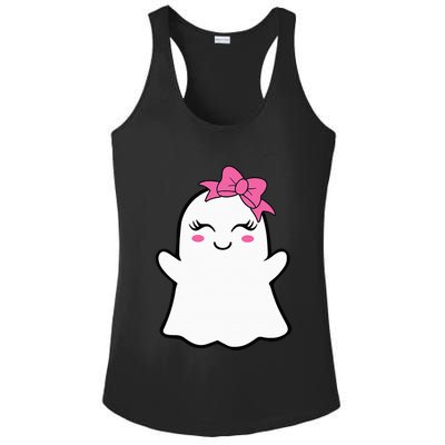 Ghost With Bow Boo Girl Halloween Ladies PosiCharge Competitor Racerback Tank