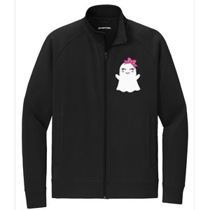 Ghost With Bow Boo Girl Halloween Stretch Full-Zip Cadet Jacket