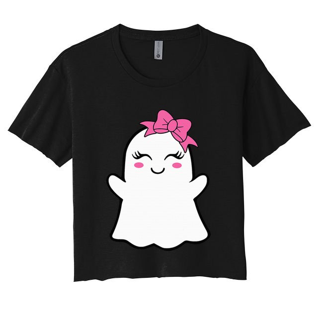 Ghost With Bow Boo Girl Halloween Crop Top