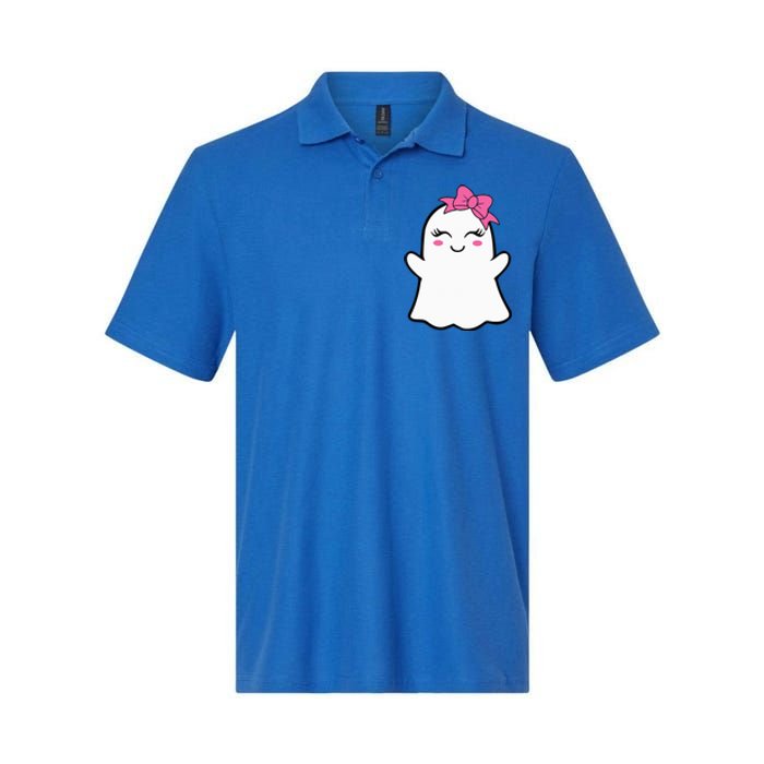 Ghost With Bow Boo Girl Halloween Softstyle Adult Sport Polo