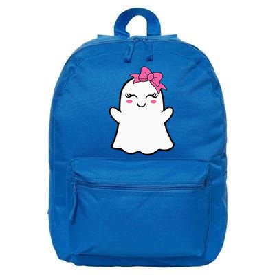 Ghost With Bow Boo Girl Halloween 16 in Basic Backpack