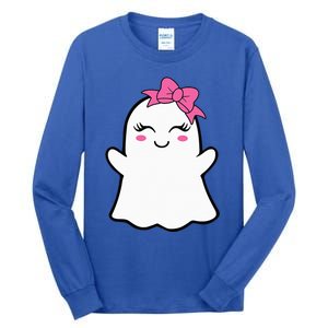 Ghost With Bow Boo Girl Halloween Tall Long Sleeve T-Shirt