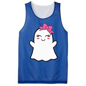 Ghost With Bow Boo Girl Halloween Mesh Reversible Basketball Jersey Tank