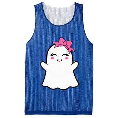 Ghost With Bow Boo Girl Halloween Mesh Reversible Basketball Jersey Tank