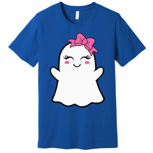 Ghost With Bow Boo Girl Halloween Premium T-Shirt