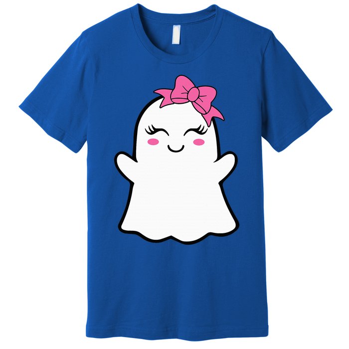 Ghost With Bow Boo Girl Halloween Premium T-Shirt