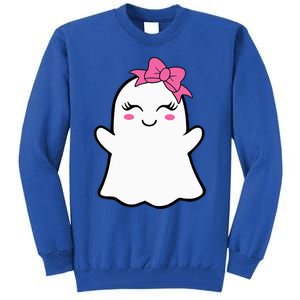 Ghost With Bow Boo Girl Halloween Tall Sweatshirt