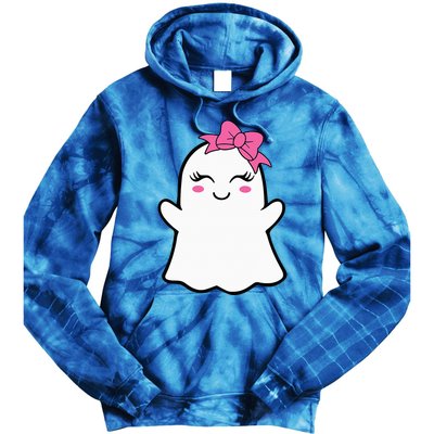 Ghost With Bow Boo Girl Halloween Tie Dye Hoodie