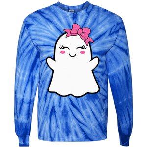 Ghost With Bow Boo Girl Halloween Tie-Dye Long Sleeve Shirt