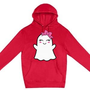 Ghost With Bow Boo Girl Halloween Premium Pullover Hoodie