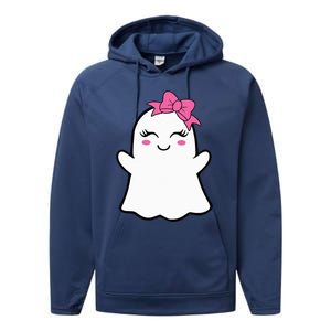 Ghost With Bow Boo Girl Halloween Performance Fleece Hoodie