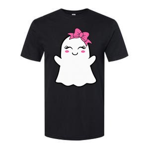 Ghost With Bow Boo Girl Halloween Softstyle CVC T-Shirt