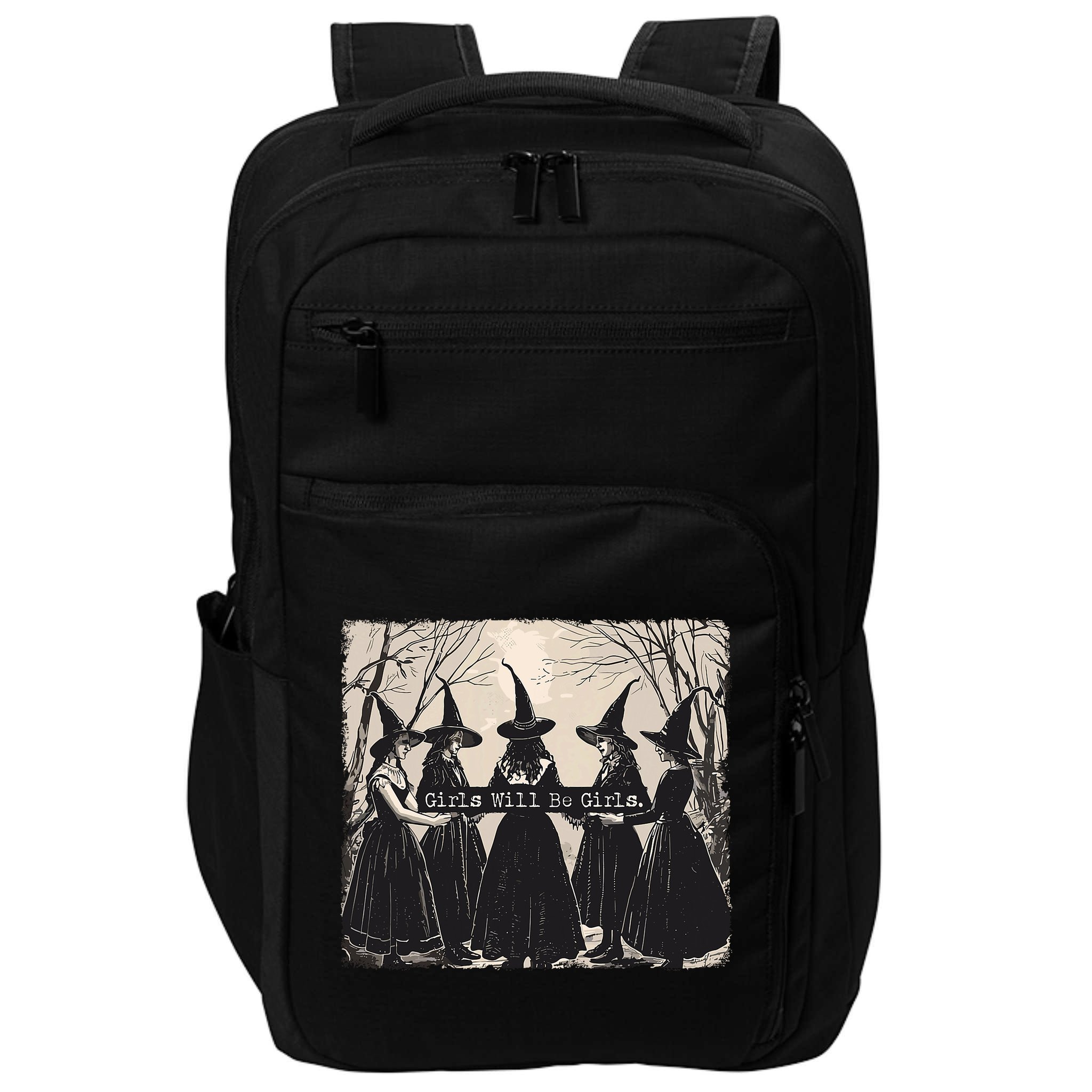 Girl Will Be Girl Witch Halloween Funny Witchy Vibes Women Impact Tech Backpack