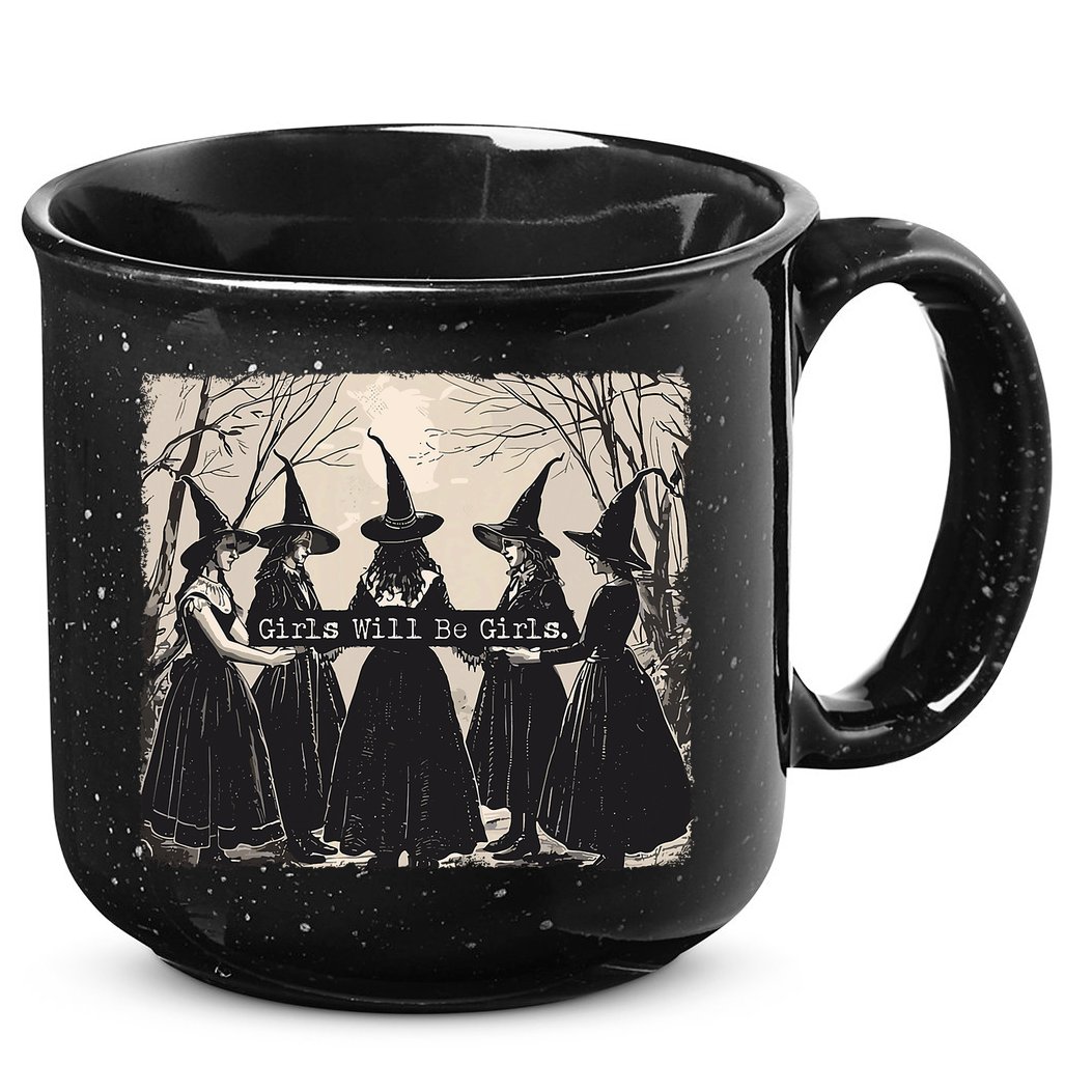 Girl Will Be Girl Witch Halloween Funny Witchy Vibes Women 15oz Campfire Ceramic Mug
