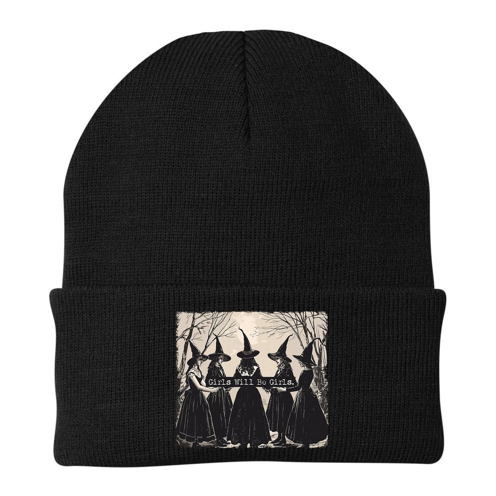 Girl Will Be Girl Witch Halloween Funny Witchy Vibes Women Beanie