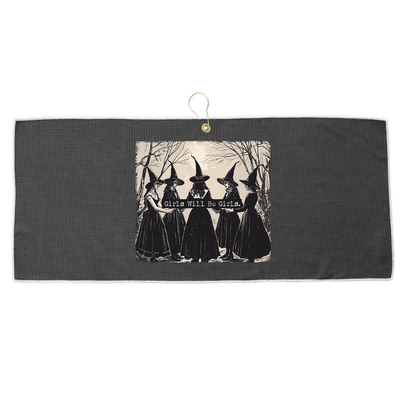 Girl Will Be Girl Witch Halloween Funny Witchy Vibes Women Large Microfiber Waffle Golf Towel