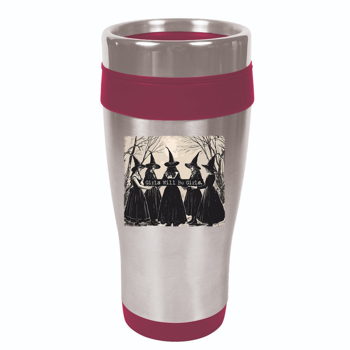 Girl Will Be Girl Witch Halloween Funny Witchy Vibes Women 16oz Travel Tumbler
