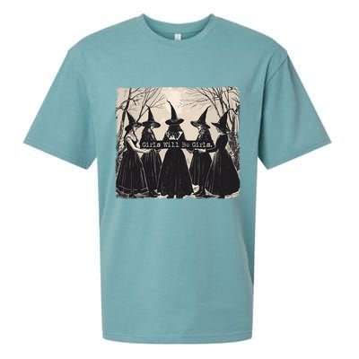 Girl Will Be Girl Witch Halloween Funny Witchy Vibes Women Sueded Cloud Jersey T-Shirt