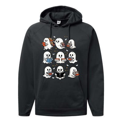 Ghosts With Books Library Halloweenteacher Performance Fleece Hoodie