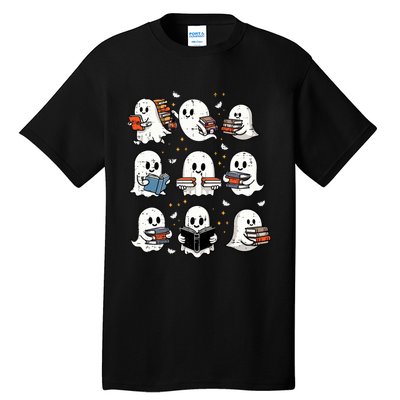 Ghosts With Books Library Halloweenteacher Tall T-Shirt