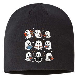 Ghosts With Books Library Halloweenteacher Sustainable Beanie