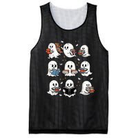 Ghosts With Books Library Halloweenteacher Mesh Reversible Basketball Jersey Tank