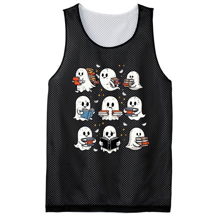 Ghosts With Books Library Halloweenteacher Mesh Reversible Basketball Jersey Tank