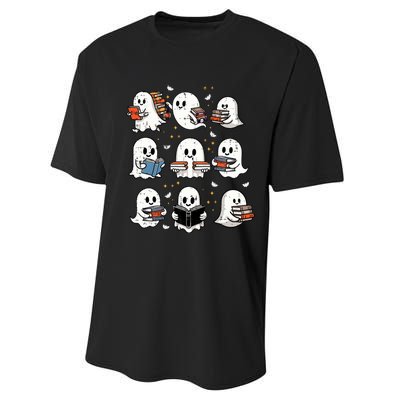 Ghosts With Books Library Halloweenteacher Performance Sprint T-Shirt