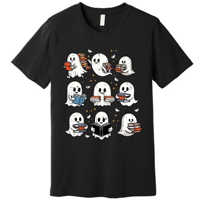 Ghosts With Books Library Halloweenteacher Premium T-Shirt