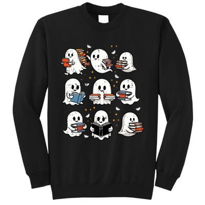 Ghosts With Books Library Halloweenteacher Tall Sweatshirt