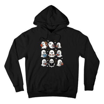 Ghosts With Books Library Halloweenteacher Tall Hoodie