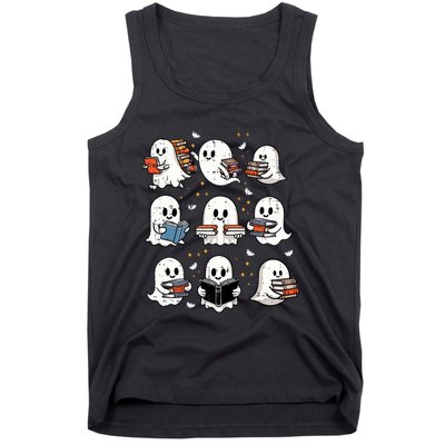 Ghosts With Books Library Halloweenteacher Tank Top