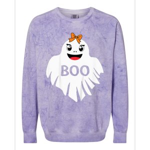 Ghost with Bow Boo Girl Halloween Costume Funny Colorblast Crewneck Sweatshirt