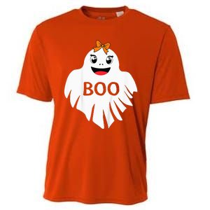 Ghost with Bow Boo Girl Halloween Costume Funny Cooling Performance Crew T-Shirt