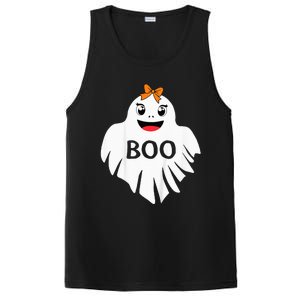 Ghost with Bow Boo Girl Halloween Costume Funny PosiCharge Competitor Tank