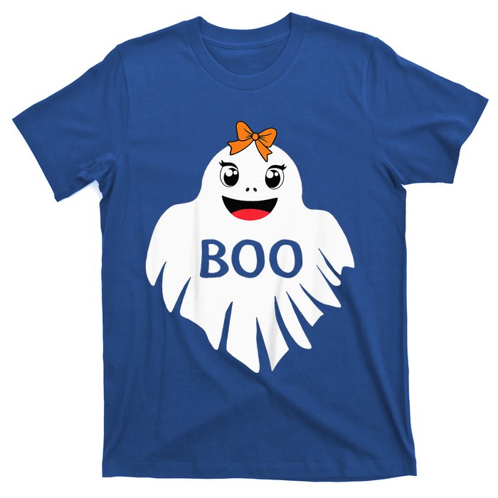 Ghost with Bow Boo Girl Halloween Costume Funny T-Shirt