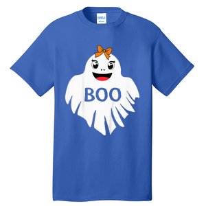 Ghost with Bow Boo Girl Halloween Costume Funny Tall T-Shirt