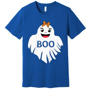 Ghost with Bow Boo Girl Halloween Costume Funny Premium T-Shirt