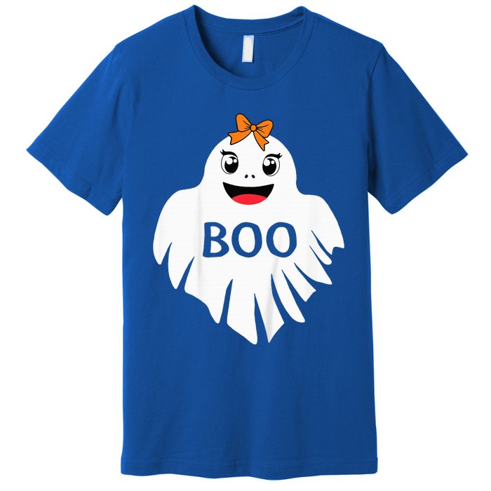 Ghost with Bow Boo Girl Halloween Costume Funny Premium T-Shirt