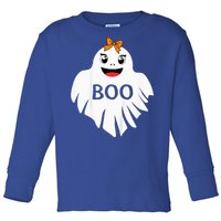 Ghost with Bow Boo Girl Halloween Costume Funny Toddler Long Sleeve Shirt