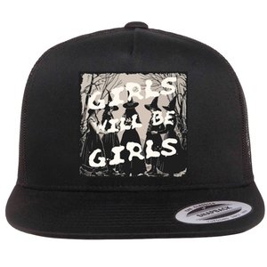 Girl Will Be Girl Witch Witchy Funny Halloween Vibes Women Flat Bill Trucker Hat