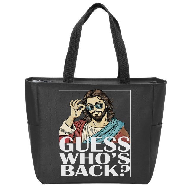Guess Whos Back Jesus Easter Religious Catholic Zip Tote Bag