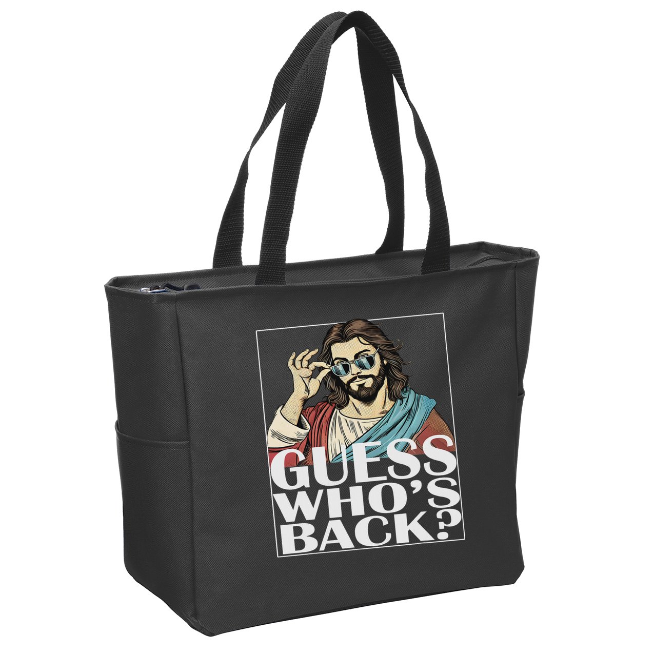 Guess Whos Back Jesus Easter Religious Catholic Zip Tote Bag