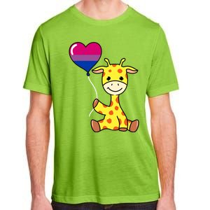 Giraffe With Bisexual Pride Balloon Gift Adult ChromaSoft Performance T-Shirt