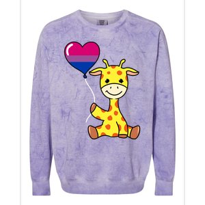 Giraffe With Bisexual Pride Balloon Gift Colorblast Crewneck Sweatshirt