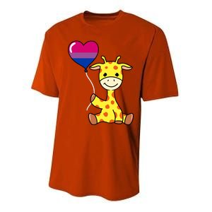 Giraffe With Bisexual Pride Balloon Gift Performance Sprint T-Shirt