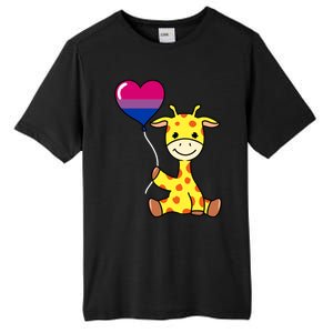 Giraffe With Bisexual Pride Balloon Gift Tall Fusion ChromaSoft Performance T-Shirt